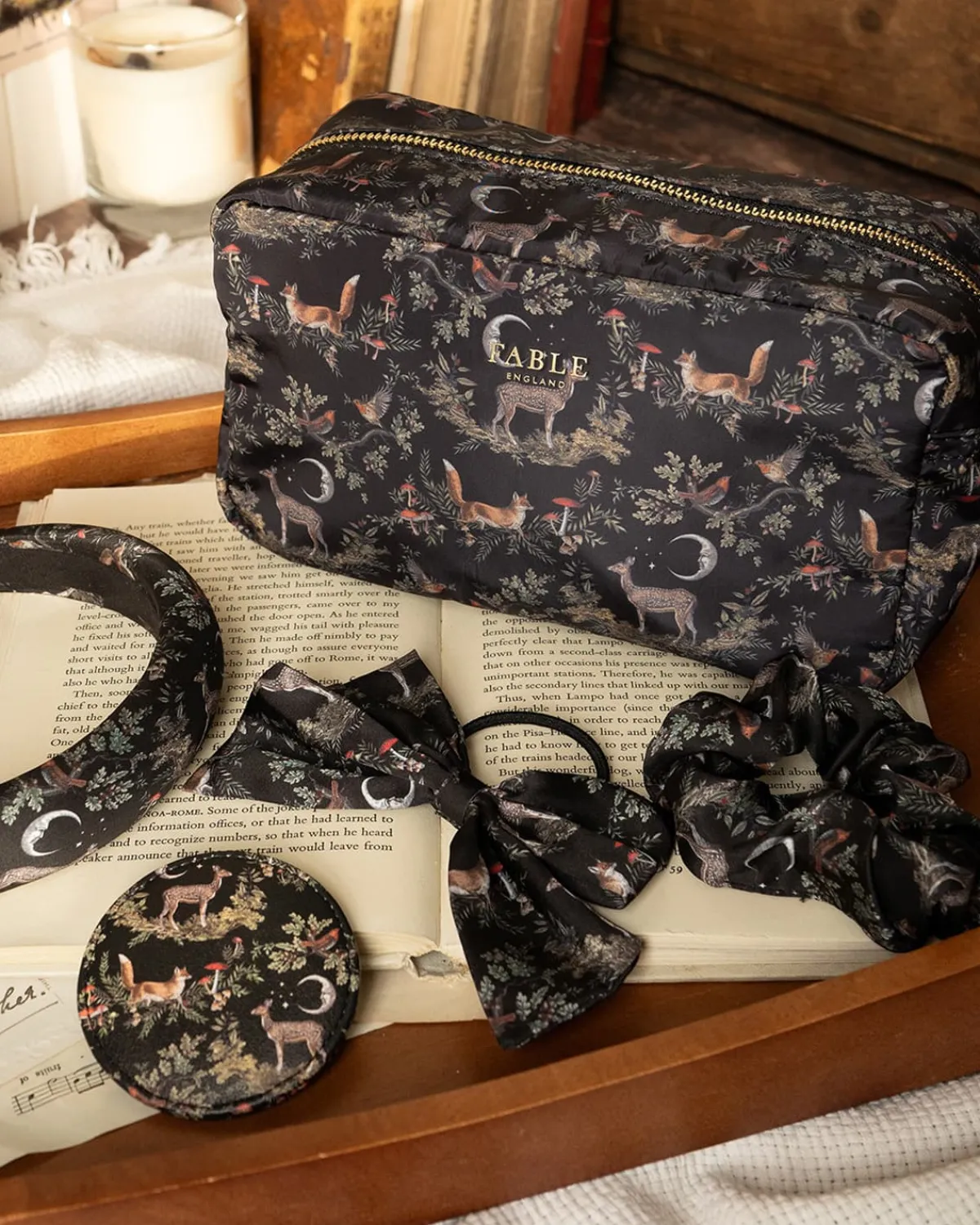 Makeup Bags-Fable England A Night's Tale Woodland Pouch Black