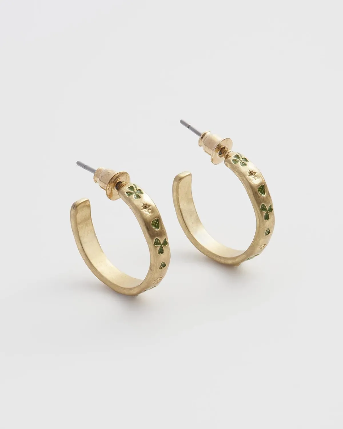 Earrings-Fable England Acorn Leaf & Pearl Hoop Earrings