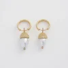 Earrings-Fable England Acorn Pearl Hoops
