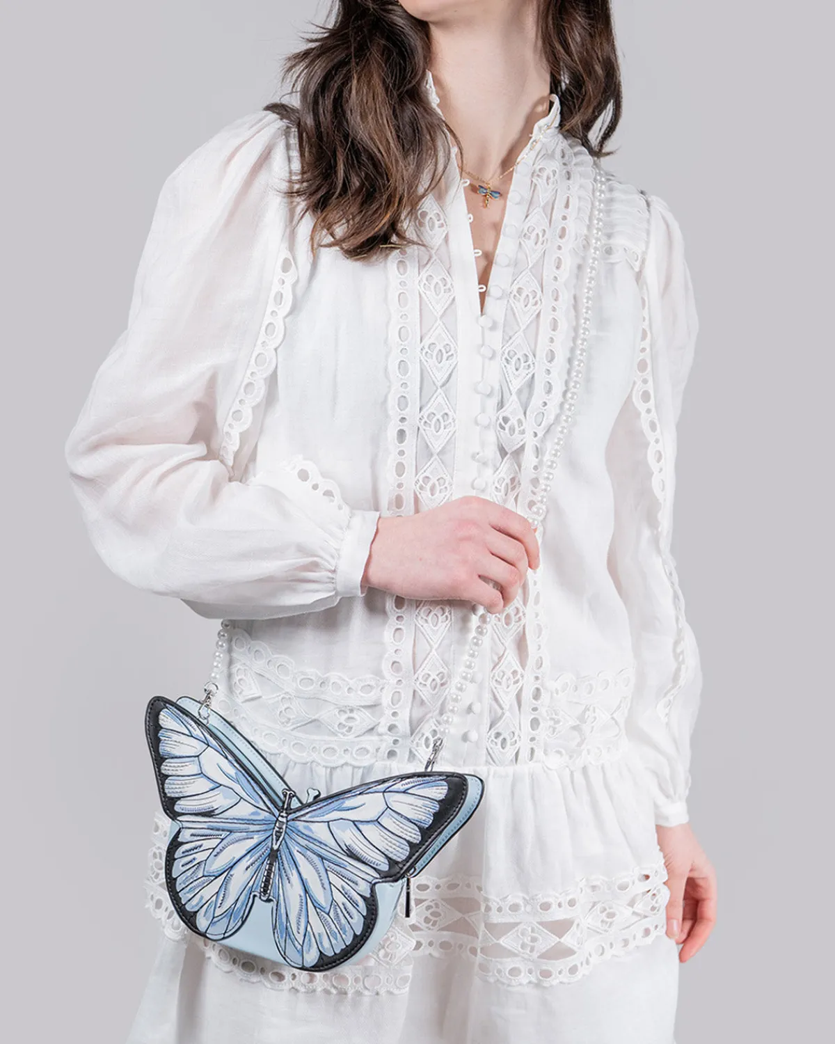 Clutch & Evening Bags|Cross Body Bags-Fable England Blue Butterfly Purse