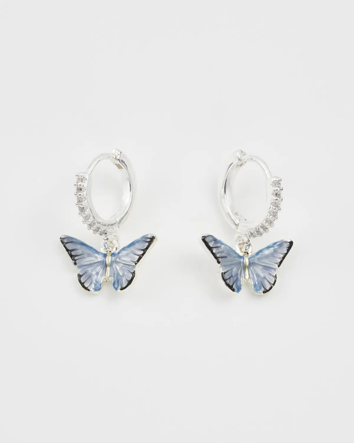 Silver Jewelry|Earrings-Fable England Blue Butterfly Silver Earrings