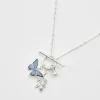Silver Jewelry|Necklaces-Fable England Blue Butterfly Silver Necklace