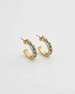 Earrings-Fable England Blue Forget-Me-Not Hoop Earings