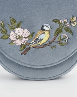 Cross Body Bags|Embroidered Bags-Fable England Blue Tit Saddle Purse