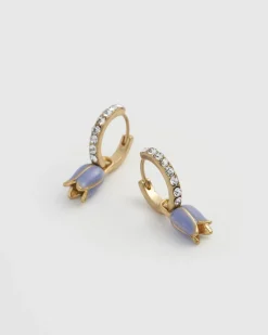 Earrings-Fable England Bluebell Charm Huggie Earrings