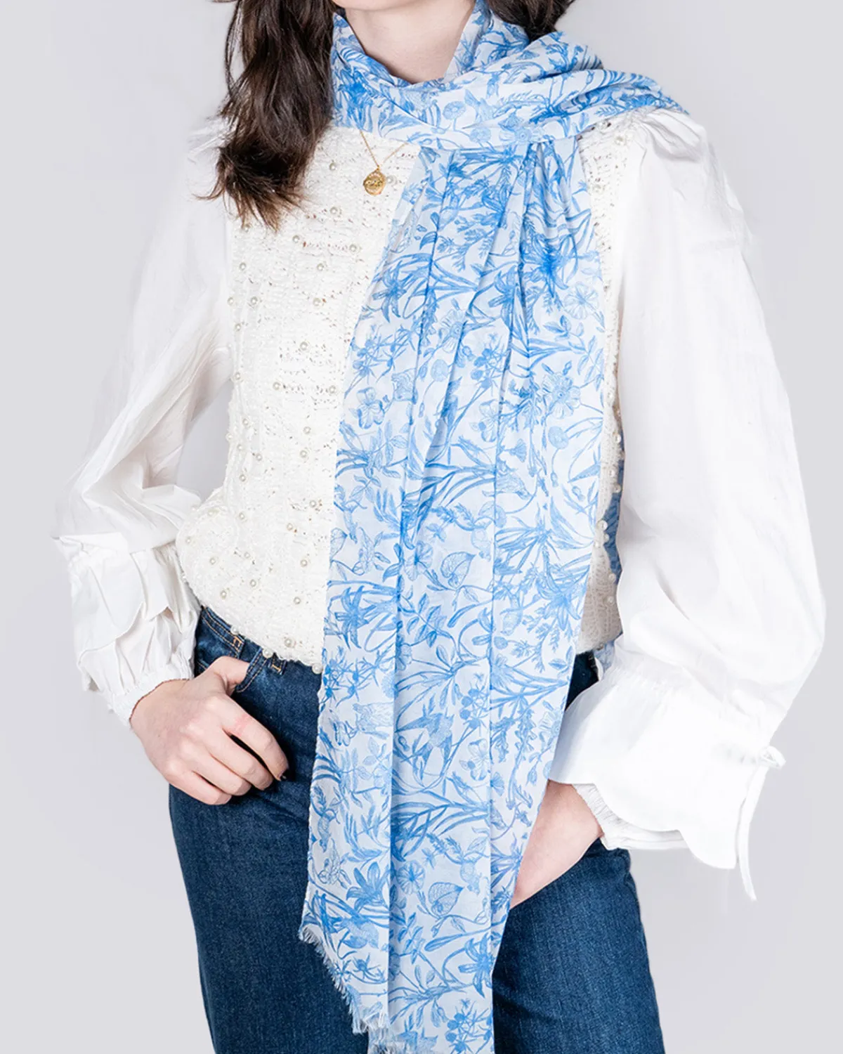 Lightweight Scarves-Fable England Bunny Blues Lightweight Scarf