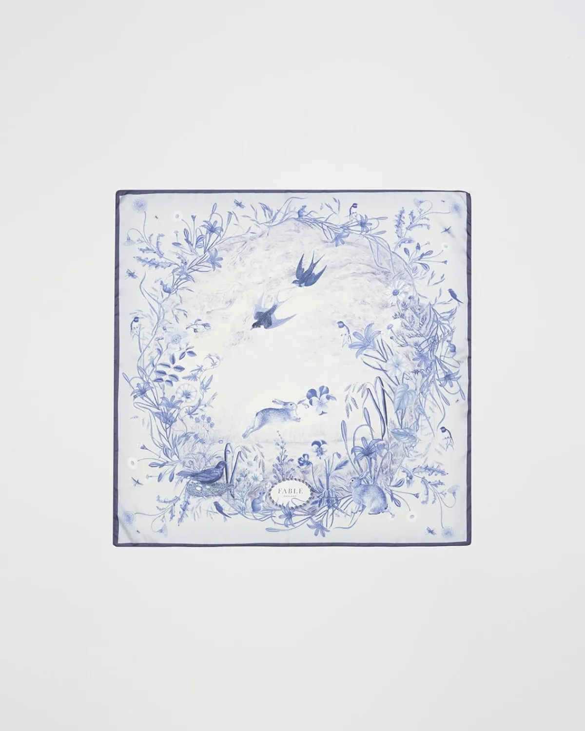 Square Scarves-Fable England Bunny Blues Narrative Square Scarf