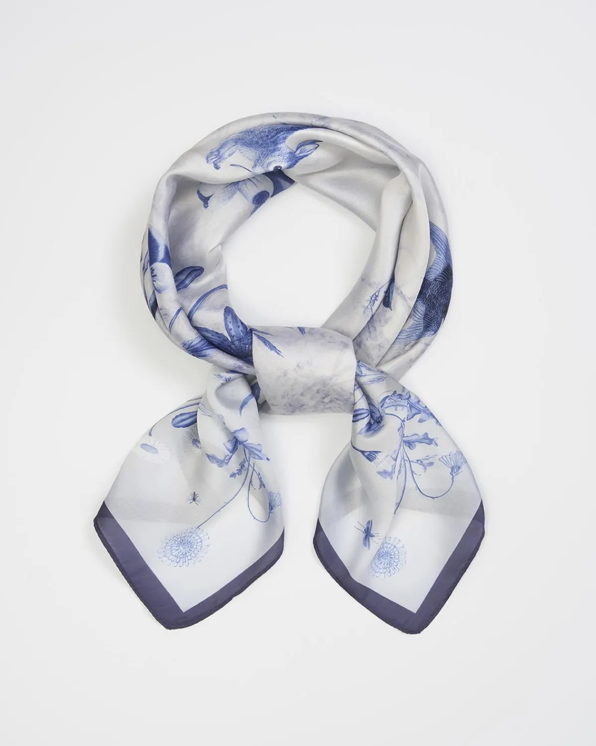 Square Scarves-Fable England Bunny Blues Narrative Square Scarf
