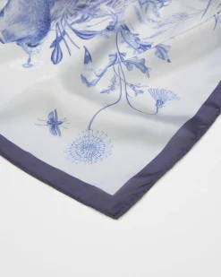 Square Scarves-Fable England Bunny Blues Narrative Square Scarf