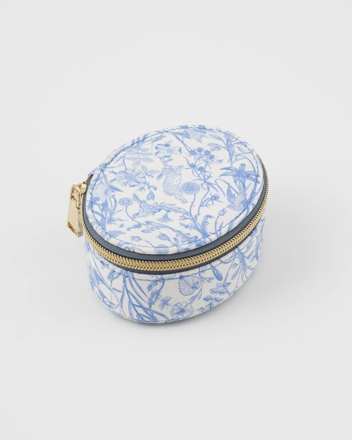 Jewelry Boxes-Fable England Bunny Blues Oval Jewelry Box