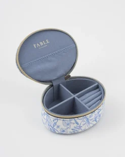 Jewelry Boxes-Fable England Bunny Blues Oval Jewelry Box
