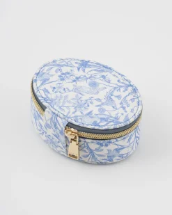 Jewelry Boxes-Fable England Bunny Blues Oval Jewelry Box