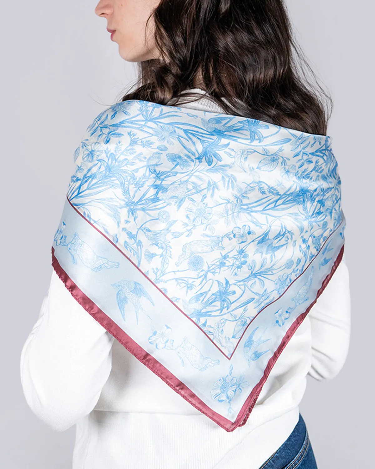 Square Scarves-Fable England Bunny Blues Square Scarf