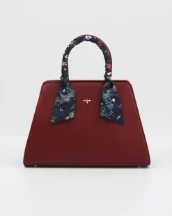 Cross Body Bags|Tote Bags-Fable England Burgundy Large Structured Tote