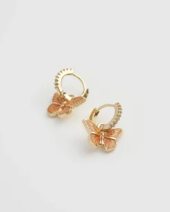 Earrings-Fable England Butterfly Huggie Earrings