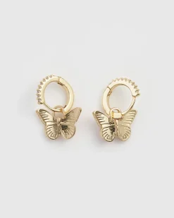 Earrings-Fable England Butterfly Huggie Earrings