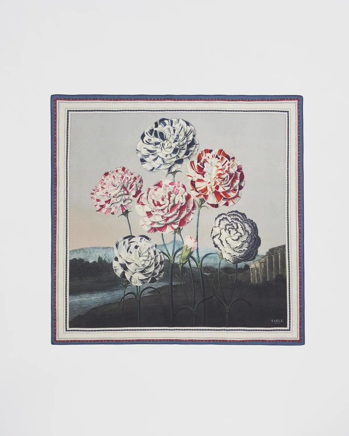 Square Scarves|Luxury Scarves-Fable England Carnations, Temple of Flora Large Square Scarf