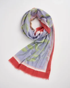 Lightweight Scarves-Fable England Catherine Rowe Pet Portraits Pug Blue Lightweight Scarf