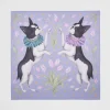 Square Scarves|Luxury Scarves-Fable England Catherine Rowe Pet Portraits Frenchie Lavender Silk Square Scarf