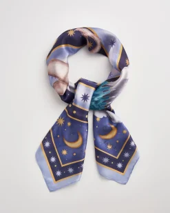 Luxury Scarves-Fable England Catherine Rowe Pet Portraits Whippet Blue Silk Square Scarf