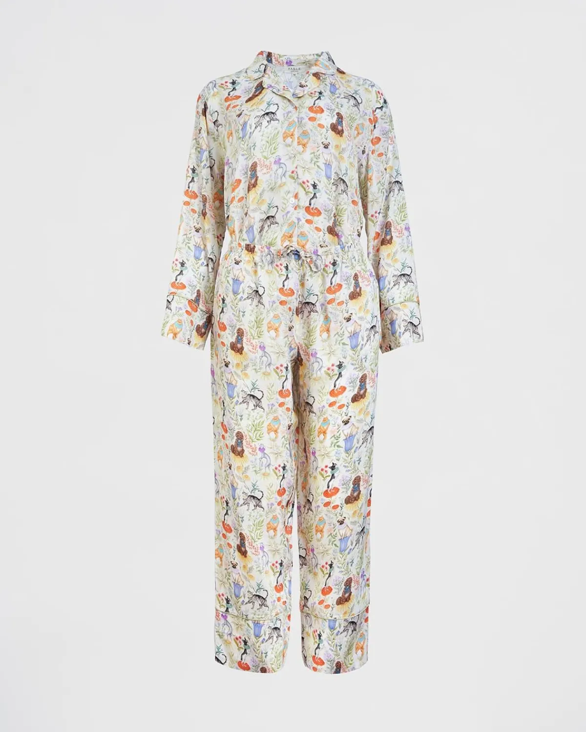 Pajamas-Fable England Catherine Rowe Pet Portraits Margarita Green Long Pajamas