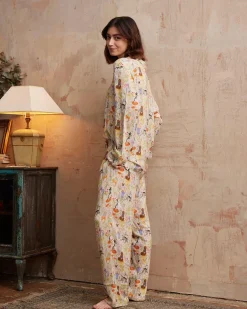 Pajamas-Fable England Catherine Rowe Pet Portraits Margarita Green Long Pajamas