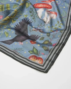 Square Scarves|Lightweight Scarves-Fable England Catherine Rowe's Into The Woods Square Scarf Teal