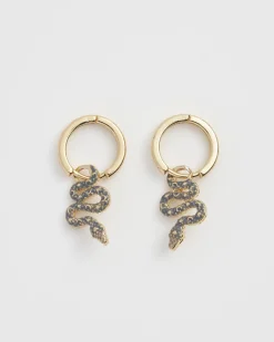 Earrings-Fable England Celestial Snake Huggie Earrings