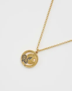 Necklaces-Fable England Celestial Snake Pendant Necklace