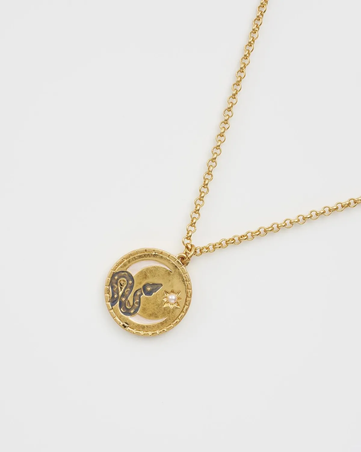 Necklaces-Fable England Celestial Snake Pendant Necklace