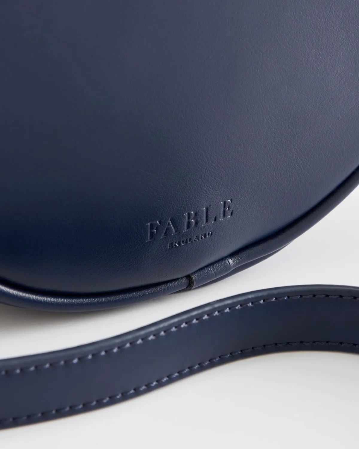Cross Body Bags|Embroidered Bags-Fable England Chloe Giordani Dormouse Embroidered Round Saddle Bag - Navy