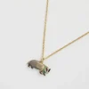 Necklaces-Fable England Cozy Badger Charm Necklace