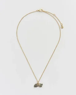 Necklaces-Fable England Cozy Badger Charm Necklace