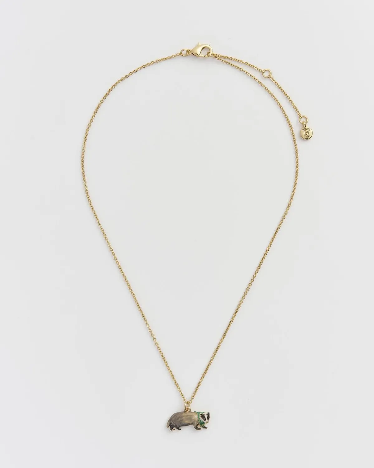 Necklaces-Fable England Cozy Badger Charm Necklace