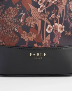 Cross Body Bags-Fable England Deco Bloom Black Bucket Purse