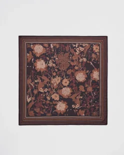 Square Scarves-Fable England Deco Bloom Black Square Scarf