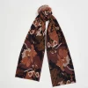 Winter Scarves-Fable England Deco Bloom Black Velvet Scarf