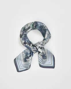 Square Scarves-Fable England Deco Bloom Blue Square Scarf