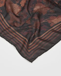 Winter Scarves-Fable England Deco Bloom Brown Midweight Scarf
