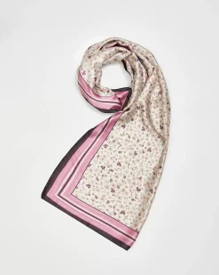Lightweight Scarves-Fable England Deco Bloom Silky Lightweight Cream Scarf