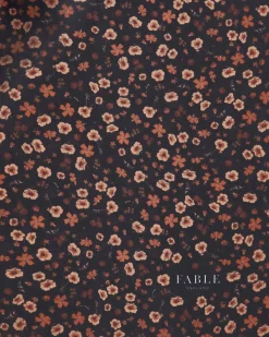 Lightweight Scarves-Fable England Deco Bloom Silky Lightweight Black Scarf
