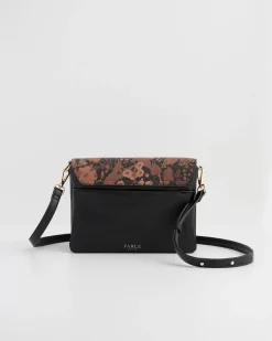 Cross Body Bags-Fable England Deco Blooms Black Foldover Purse