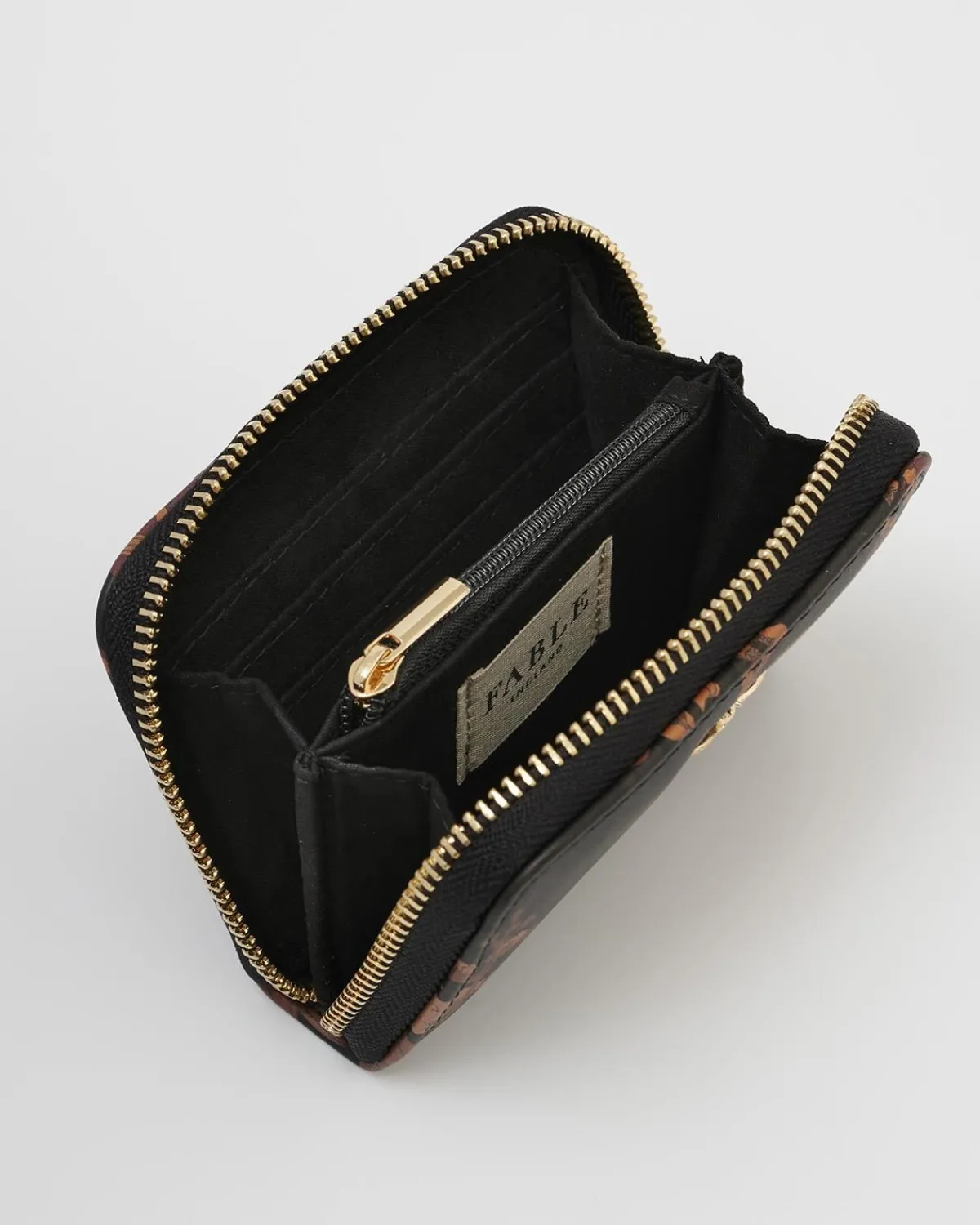 Purses-Fable England Deco Blooms Black Small Zip Wallet