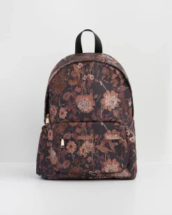 Work Bags|Backpacks-Fable England Deco Blooms Large Black Backpack