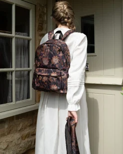 Work Bags|Backpacks-Fable England Deco Blooms Large Black Backpack