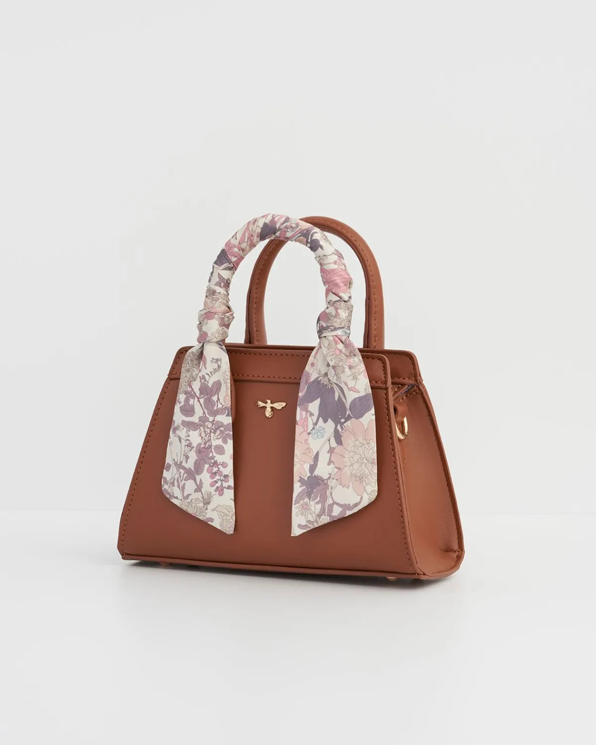 Cross Body Bags|Tote Bags-Fable England Deco Blooms Mini Tan Tote