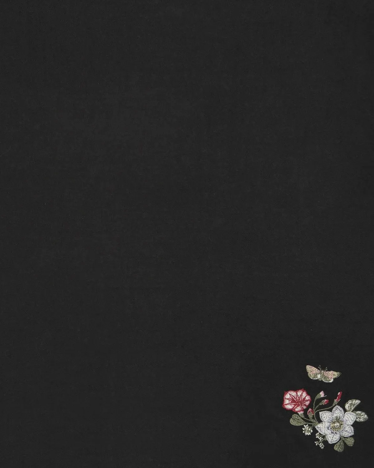 Winter Scarves-Fable England Ditsy Embroidered Pashmina Black Scarf