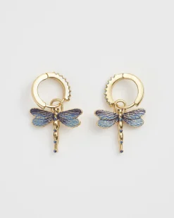 Earrings-Fable England Dragonfly Crystal Earrings