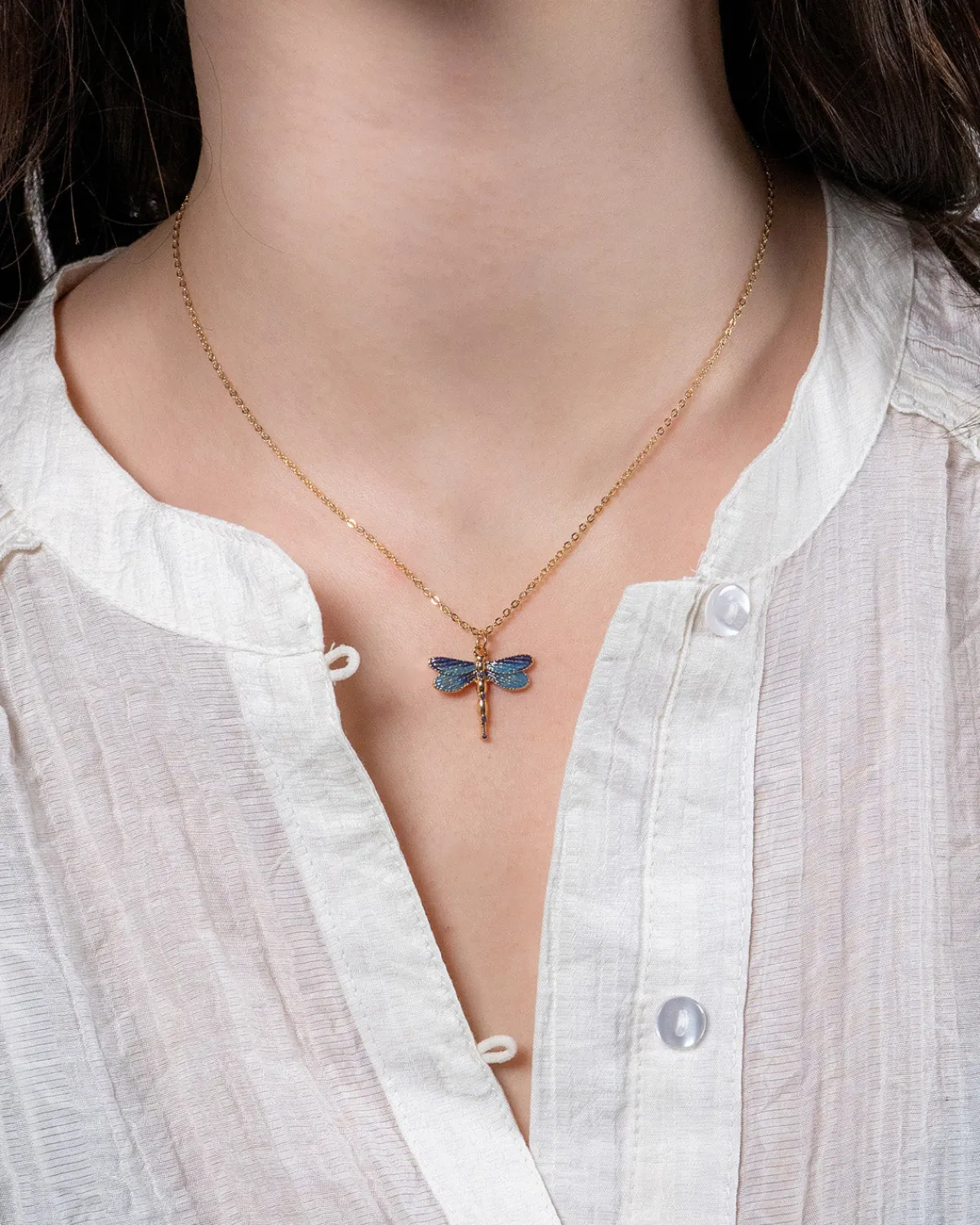 Necklaces-Fable England Dragonfly Crystal Necklace