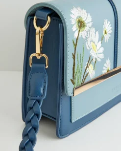Embroidered Bags-Fable England Embroidered Kingfisher Blue Cross Body Bag